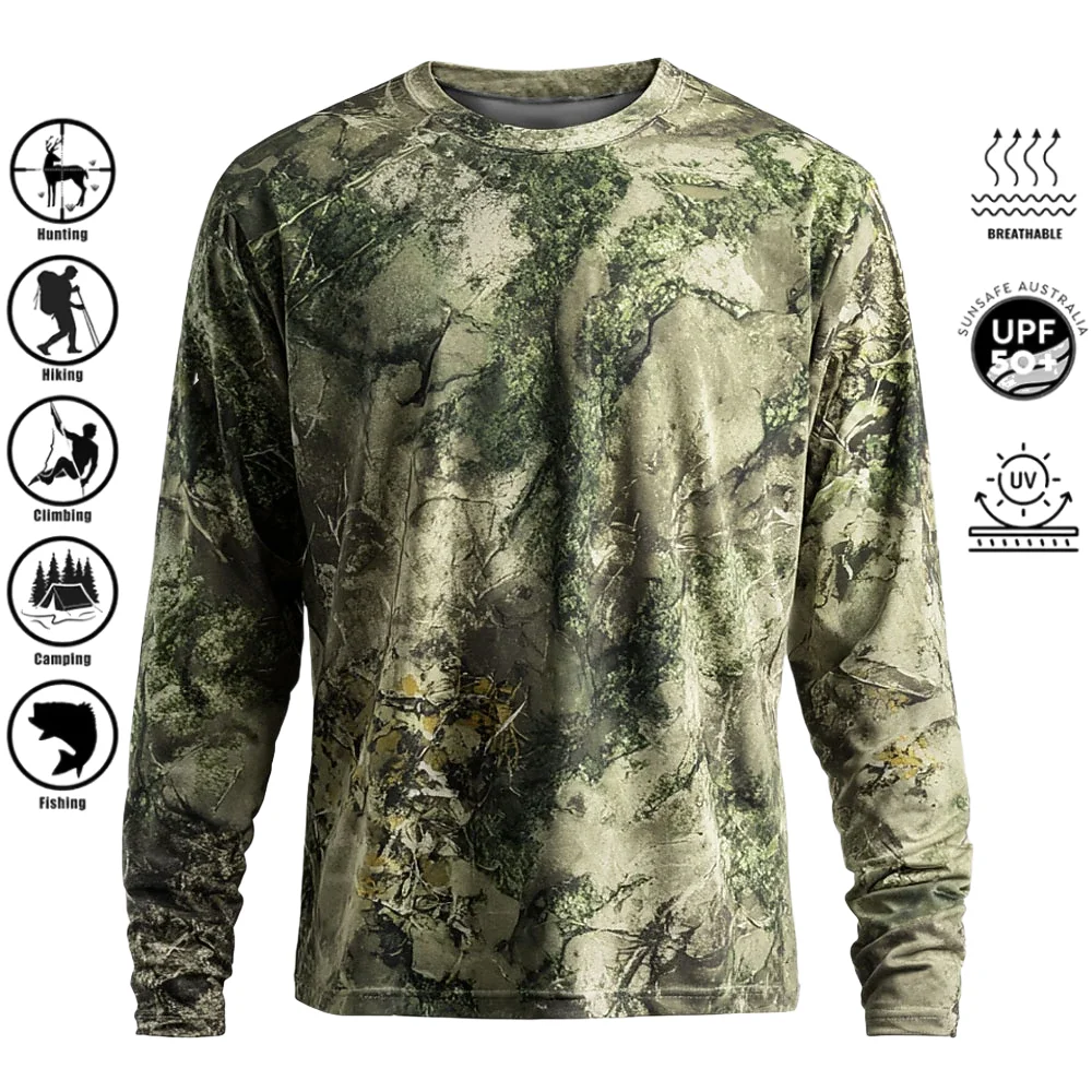 3D Printing Custom - Herren Langarm-T-Shirt aus Polyester mit 3D-Camo-Druck,